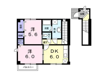 ファースト(2DK/2階)の間取り写真