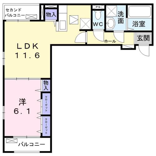 アバンセⅥ(1LDK/2階)の間取り写真