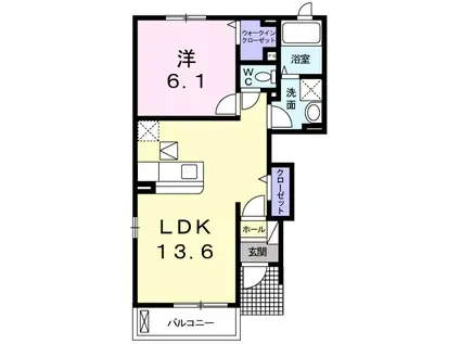 コンフォートⅡ(1LDK/1階)の間取り写真