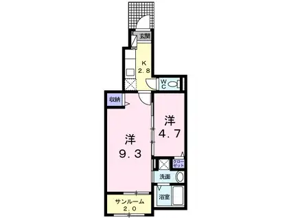 イースト グレイス A(1SK/1階)の間取り写真