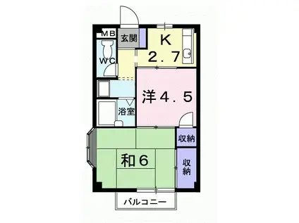 ファミール Ⅲ(2K/2階)の間取り写真