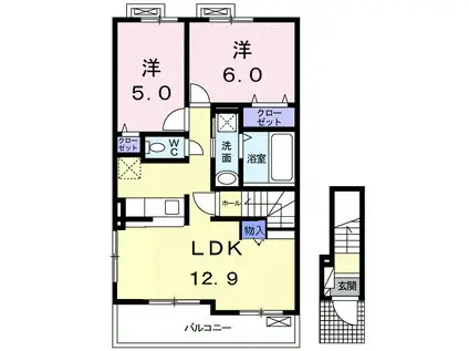 ヴィオラ(2LDK/2階)の間取り写真