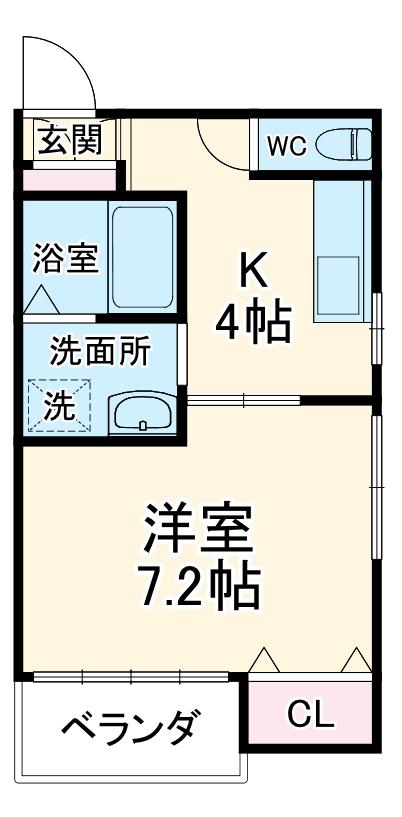 小田急電鉄小田原線 渋沢駅 徒歩3分 2階建 築23年(1K/2階)の間取り写真