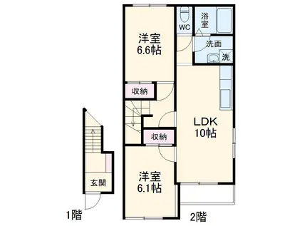 エルピーノ(2LDK/2階)の間取り写真