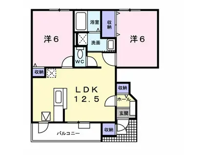 ヴィラ セレーナD(2LDK/1階)の間取り写真