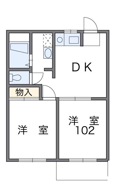 レオパレスサカエⅡ(2DK/1階)の間取り写真