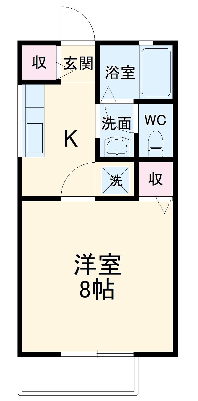 サンヒルズ室町Ⅲ(1K/2階)の間取り写真
