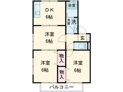 ビューパレスⅡ(3DK/1階)の間取り写真