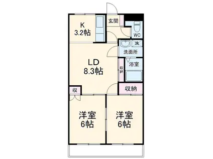 ハイメゾンあをい(2LDK/1階)の間取り写真