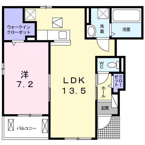 イデアルⅡ(1LDK/1階)の間取り写真
