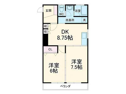 今嶺ビル(2LDK/3階)の間取り写真