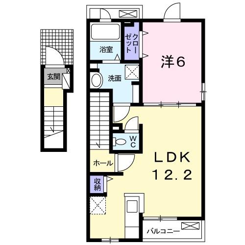 遠州鉄道 曳馬駅 徒歩45分 2階建 築9年(1LDK/2階)の間取り写真