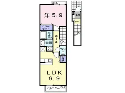 グランツみしま(1LDK/2階)の間取り写真