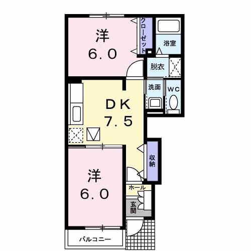 サンリット Ⅰ(2DK/1階)の間取り写真