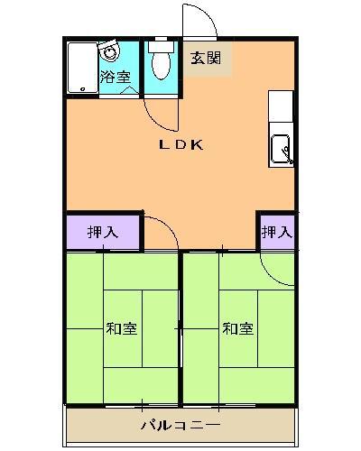 グリーンハイツ銀嶺NO.1(2LDK/3階)の間取り写真