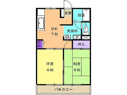 リバーサイド高田A(2DK/2階)の間取り写真