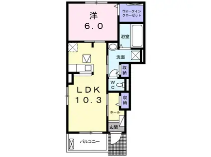 シャルム(1LDK/1階)の間取り写真