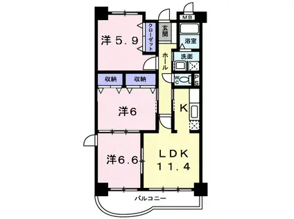 グランドレジデンス(3LDK/2階)の間取り写真