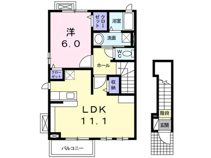 F・カヘイ(1LDK/2階)の間取り写真