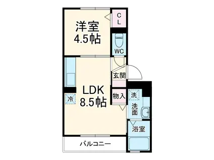 ロイヤルヒルズS(1LDK/3階)の間取り写真