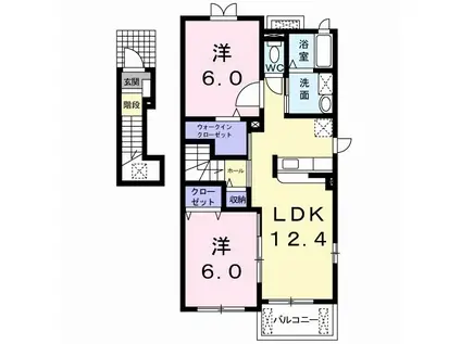 ステラパルテB(2LDK/2階)の間取り写真