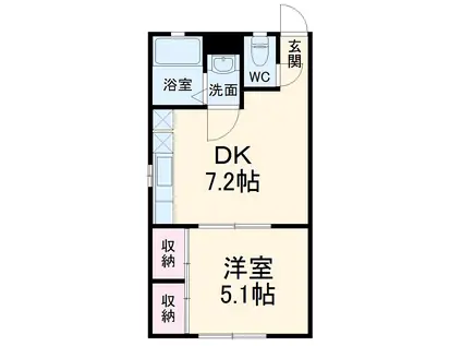 コンフォートすみれ(1DK/1階)の間取り写真