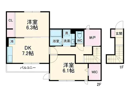 ラマージュⅥ(2SDK/2階)の間取り写真