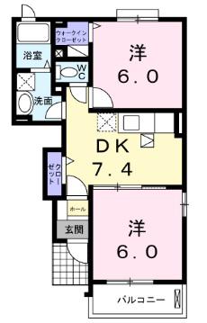 ベル小池Ⅰ(2DK/1階)の間取り写真