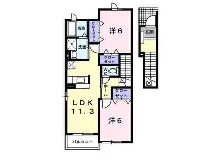 ブライド・ハウスB(2LDK/2階)の間取り写真
