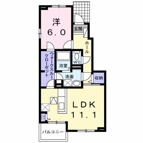 グレイス1(1LDK/1階)の間取り写真