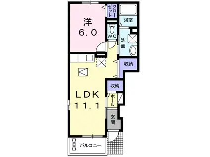 グレイスヴィラⅡ(1LDK/1階)の間取り写真