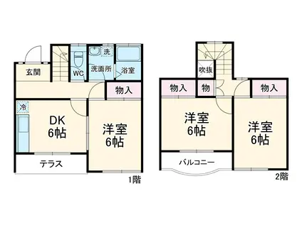 メゾネット２１(3DK)の間取り写真