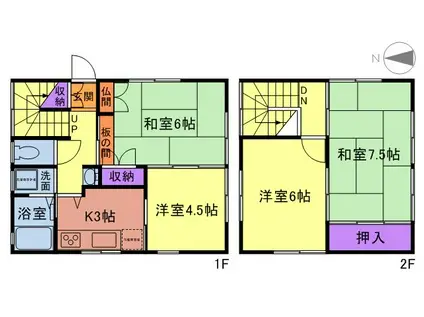 東海道本線 平塚駅 徒歩15分 2階建 築22年(4K)の間取り写真