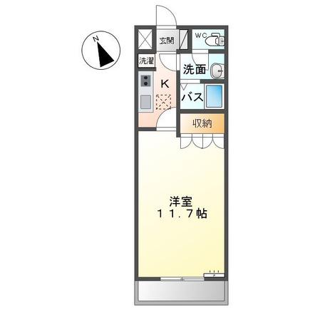 エレガンスⅠ(1K/1階)の間取り写真