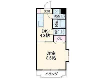エスペランサⅡ(1DK/2階)の間取り写真