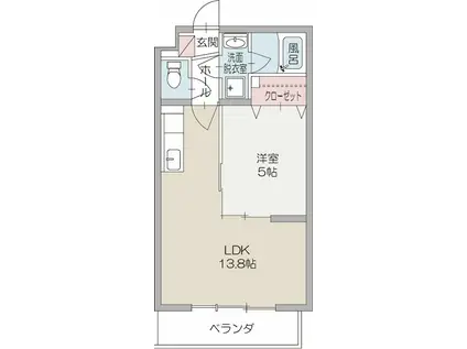 グリーンリーフⅡ(1LDK/3階)の間取り写真