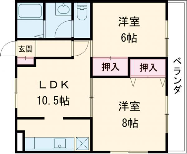 AIKAWAマンション(2LDK/3階)の間取り写真