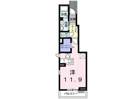 ラ・ナチュール Ⅱ(ワンルーム/1階)の間取り写真