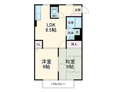 メゾン伍番館(2DK/2階)の間取り写真