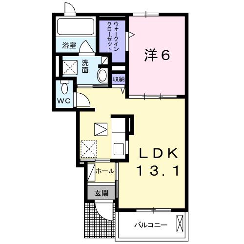 東海道本線 天竜川駅 バス乗車時間:19分 安間バス停で下車 徒歩7分 2階建 築7年(1LDK/1階)の間取り写真