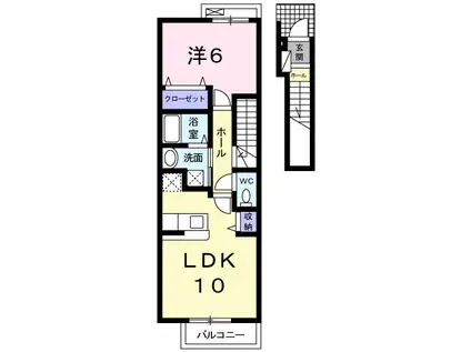 ベルメゾン(1LDK/2階)の間取り写真