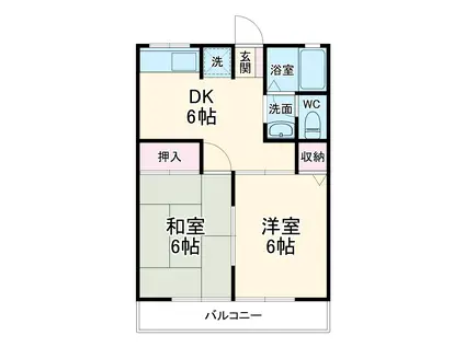 ハウスレーベンA(2DK/1階)の間取り写真