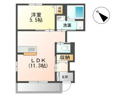 ボンヌール(1LDK/1階)の間取り写真