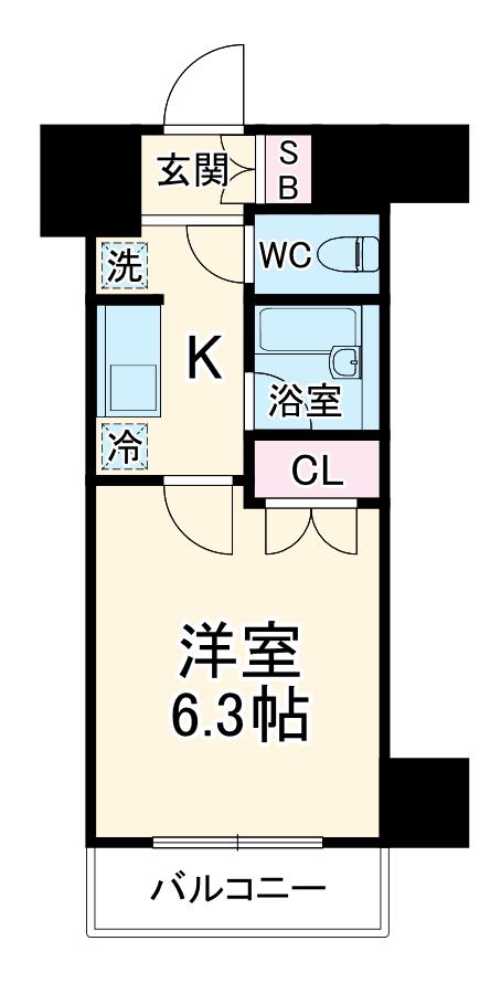 ヴェルステージ町田駅前(1K/4階)の間取り写真