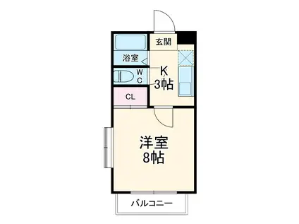 ビバリー和瓦の里かもえ(1K/1階)の間取り写真