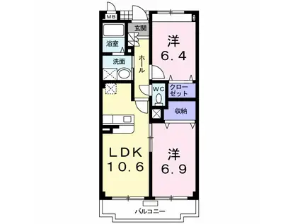 カーサ・ミレニアム(2LDK/2階)の間取り写真
