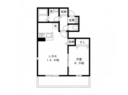 エコーハイツⅠ(1LDK/1階)の間取り写真