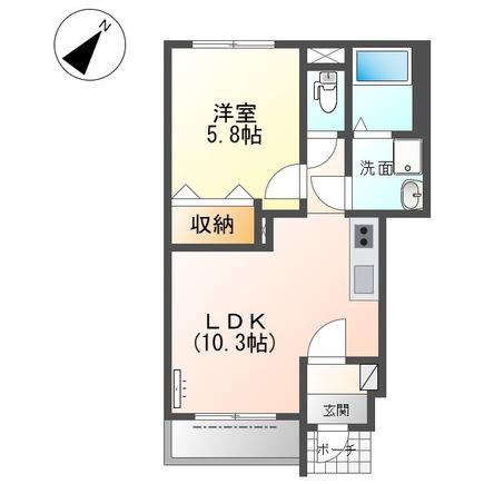 パークサイドⅡ(1LDK/1階)の間取り写真