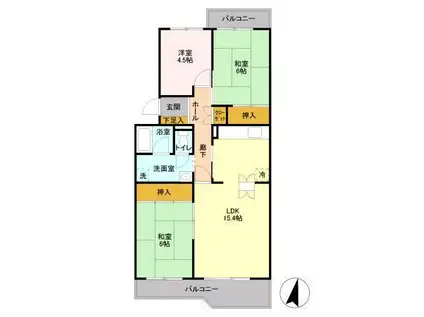 メルガード椿森(3LDK/3階)の間取り写真