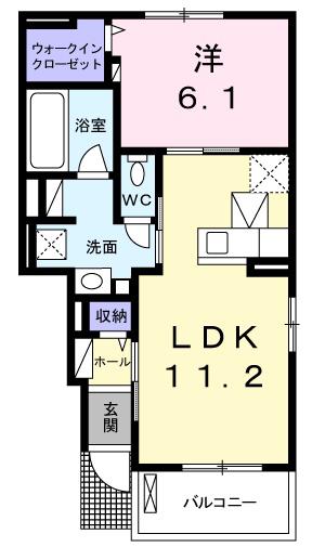 ル・リアンⅡ イースト(1LDK/1階)の間取り写真